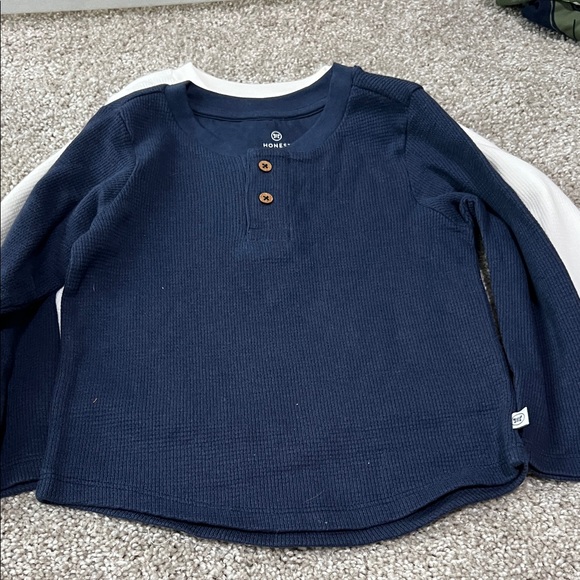 The Honest Company Kids Long Sleeve Waffle Knit Shirt - Gray, Blue, Brown, White - Picture 6 of 7